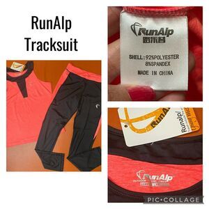 RunAlp Outdoor Travel Series Tracksuit Orange/Black Size L NEW
